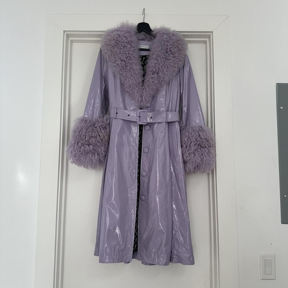 Saks Potts Lavender Shearling Foxy Coat - Picture 2 of 8